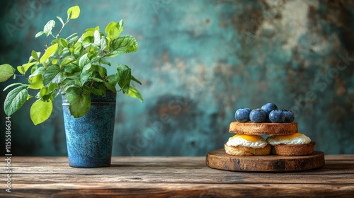 Healthy breakfast bowl with eggs, avocado, and fresh fruits on wooden table