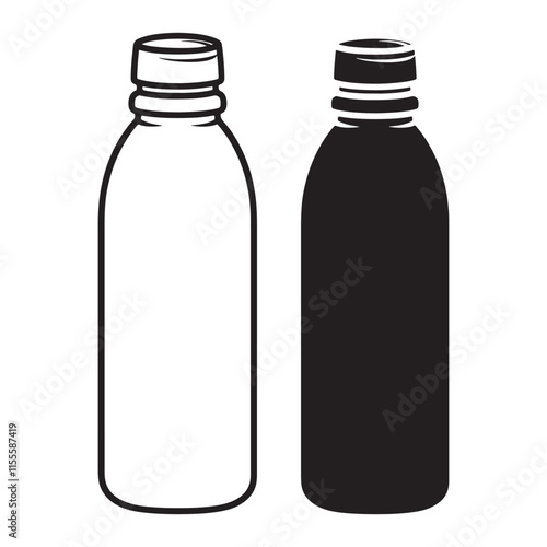 Water bottle line art vector silhouette illustration