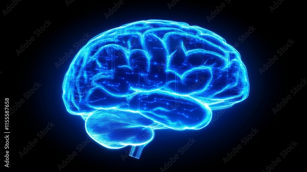 Glowing Human Brain, Generative Ai. Glowing Human Brain, Generative Ai.