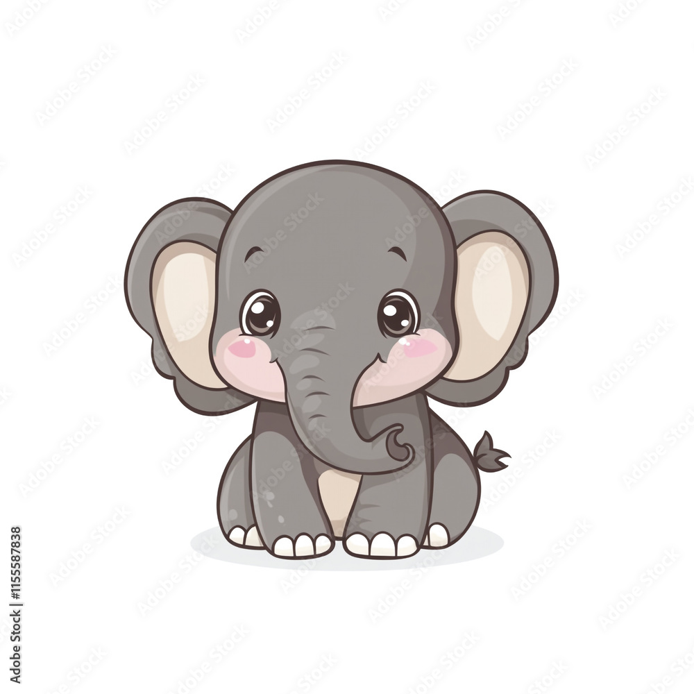 Fototapeta premium Adorable Baby Elephant Illustration