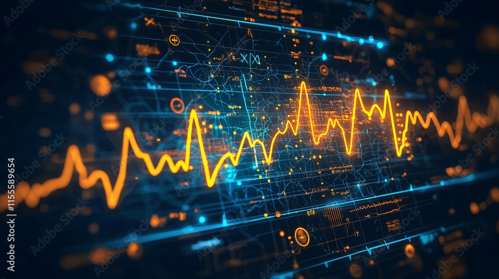 Obraz premium Dynamic Data Visualization Abstract Tech Waveform