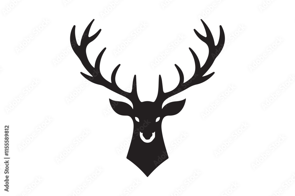 Fototapeta premium Deer head silhouette vector artwork 