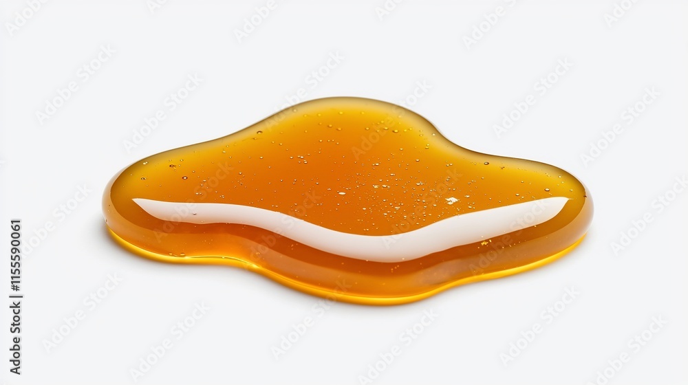 Amber liquid puddle, glossy, sticky, sweet, isolated on white. Amber liquid puddle, glossy, sticky, sweet, isolated on white.