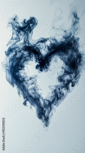Smoke forms a heart shape on a light background in an artistic display