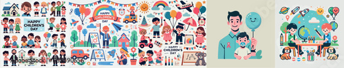 Vector image with the theme of Happy Childrens Day