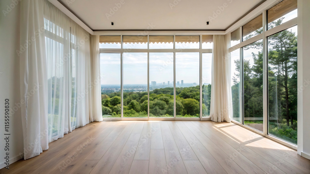 Fototapeta premium a large open window with a view of the city1