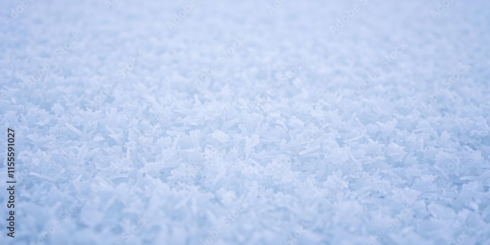 Panoramic close up view of snow and ice on the ground with a blurred bokeh background, winter wonderland, icy Panoramic close up view of snow and ice on the ground with a blurred bokeh background, winter wonderland, icy