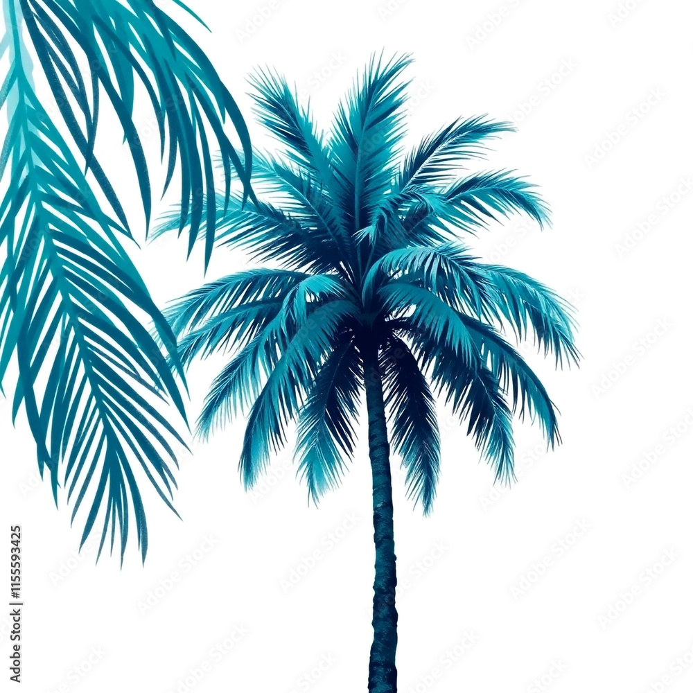 Hand drawing clipart of a tropical palm tree on plain white background Hand drawing clipart of a tropical palm tree on plain white background