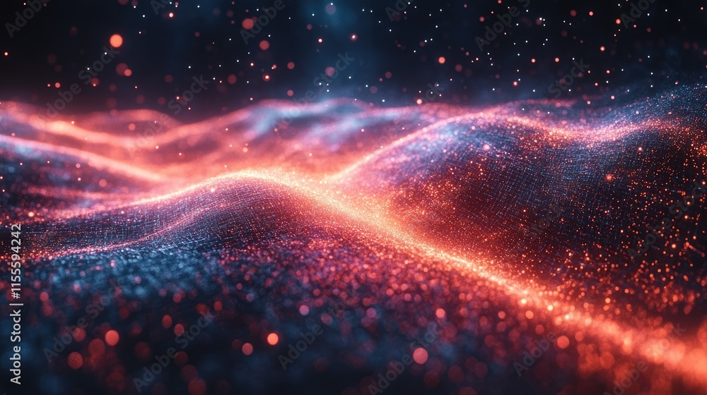 Fototapeta premium Abstract Red and Blue Particle Wave Abstract Background