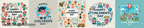 Vector image with the theme of Happy Childrens Day