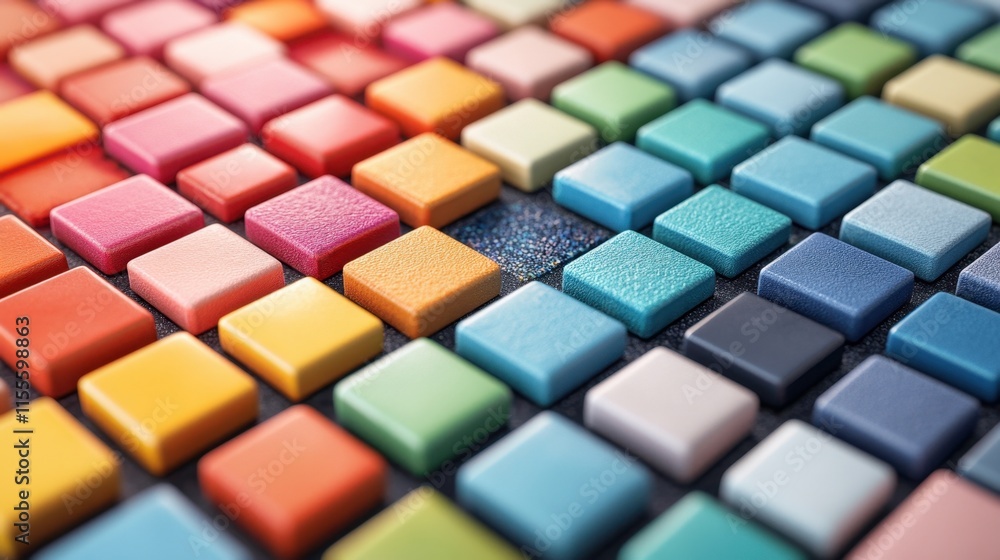 A vibrant arrangement of colorful tiles in various shades, creating a visually appealing pattern and texture. A vibrant arrangement of colorful tiles in various shades, creating a visually appealing pattern and texture.