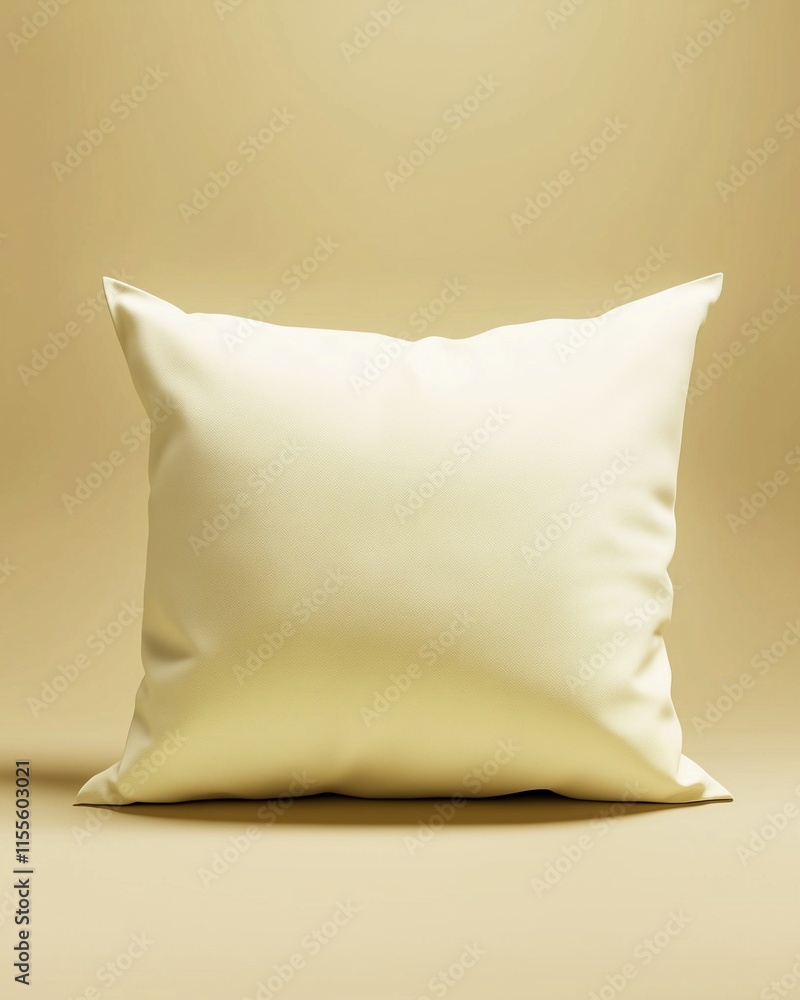 Yellow pillow on matching pastel background Yellow pillow on matching pastel background
