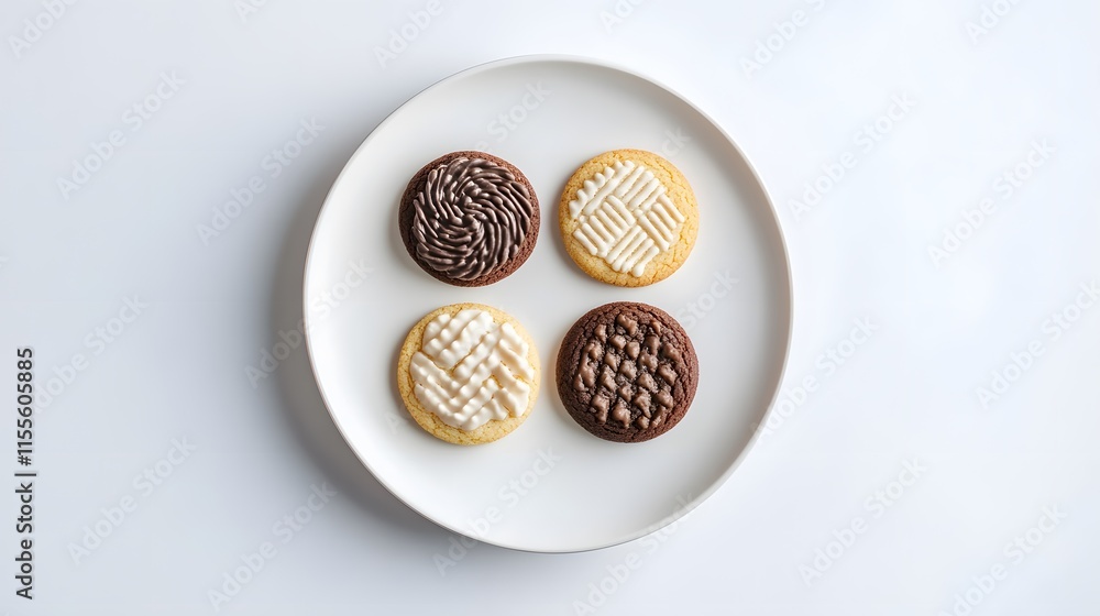 Deliciously Decorated Cookies Displayed on White Plate for Tempting Dessert Inspiration Featuring Unique Patterns and Textures for Baking Enthusiasts Deliciously Decorated Cookies Displayed on White Plate for Tempting Dessert Inspiration Featuring Unique Patterns and Textures for Baking Enthusiasts