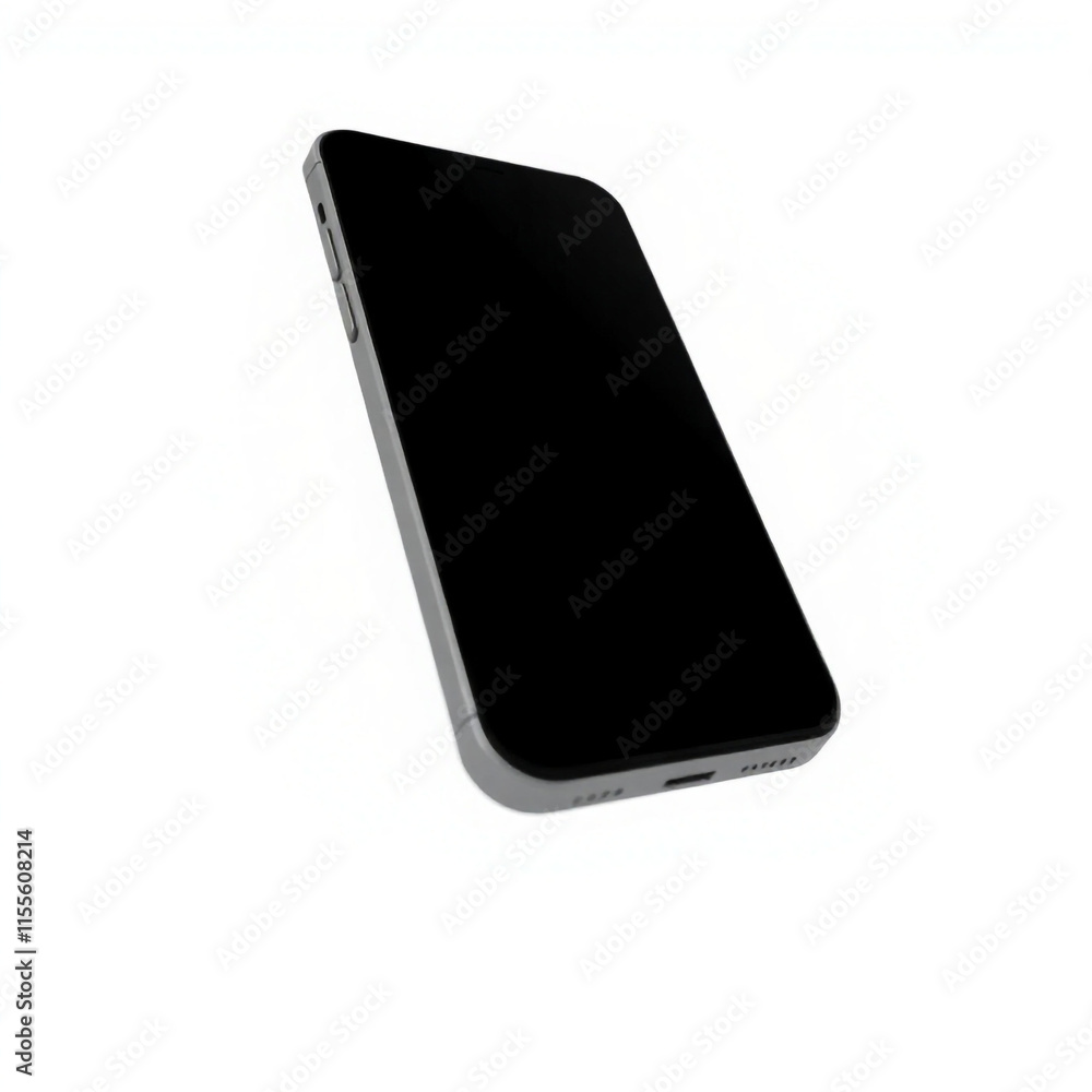 Naklejka premium Modern smartphone with black screen and sleek design isolated on transparent background