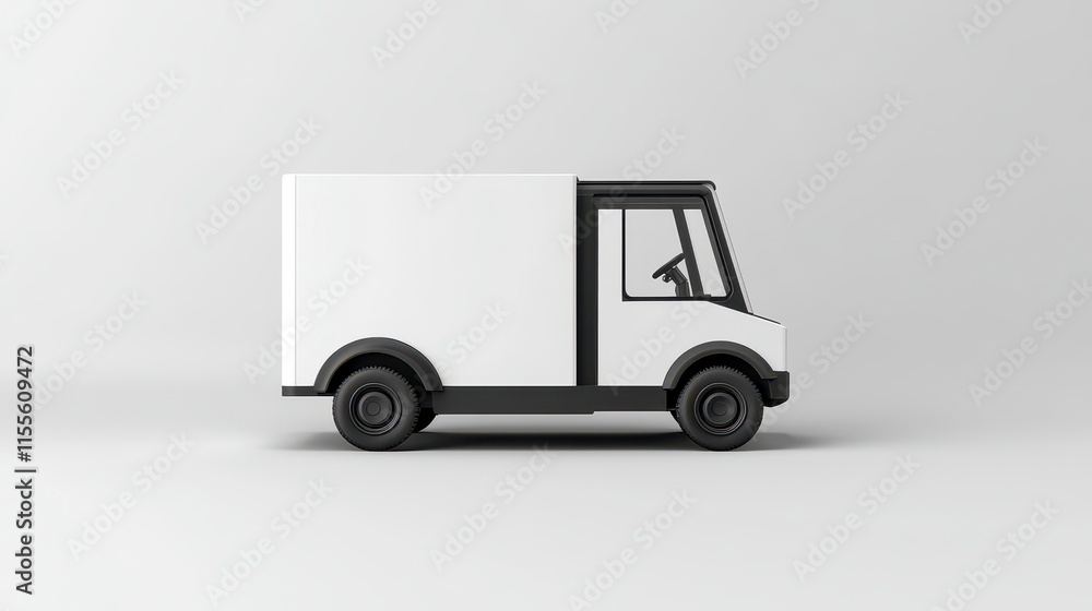 White delivery van side view, isolated on white background. White delivery van side view, isolated on white background.