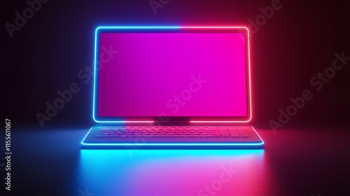 Neon Glow Laptop: Futuristic Technology and Digital Art