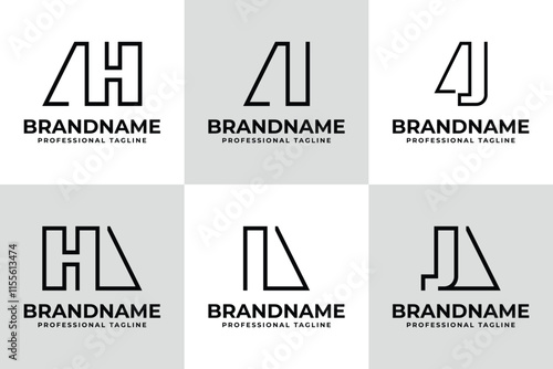 Letters AH HA AI IA AJ JA Monogram Logo