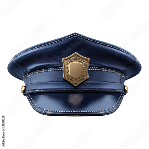 Police officer hat display at law enforcement event urban setting high-quality image close-up view