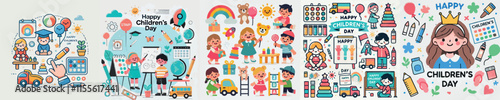 Vector image with the theme of Happy Childrens Day