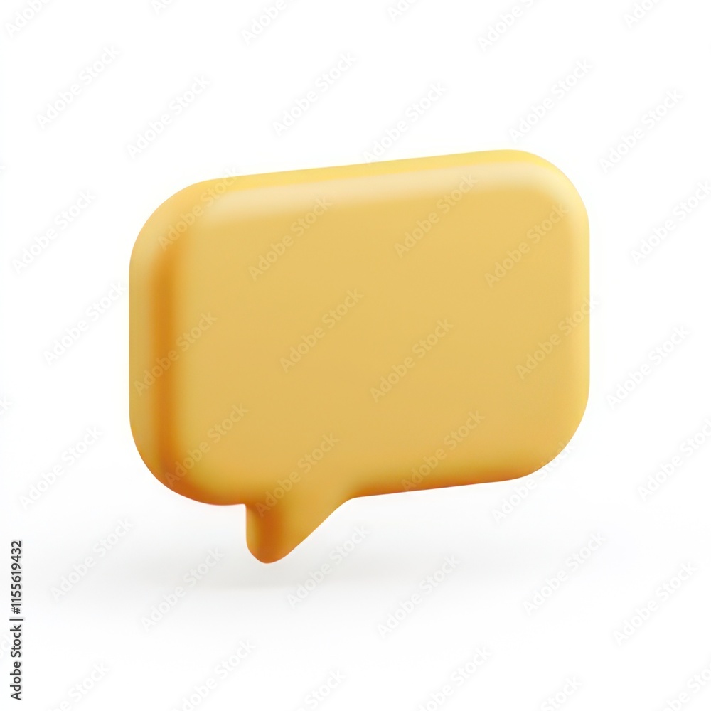 A 3D yellow speech bubble icon representing communication and dialogue. A 3D yellow speech bubble icon representing communication and dialogue.