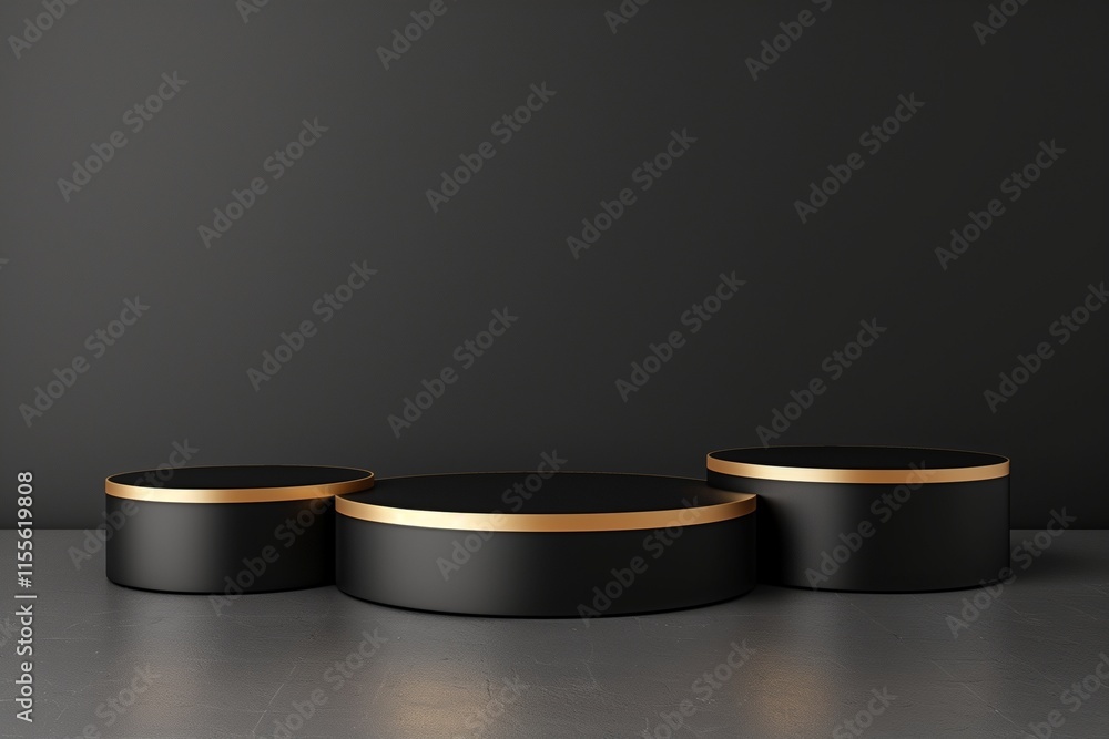 Realistic 3D rendering of black background with sophisticated product podium stand. Realistic 3D rendering of black background with sophisticated product podium stand.