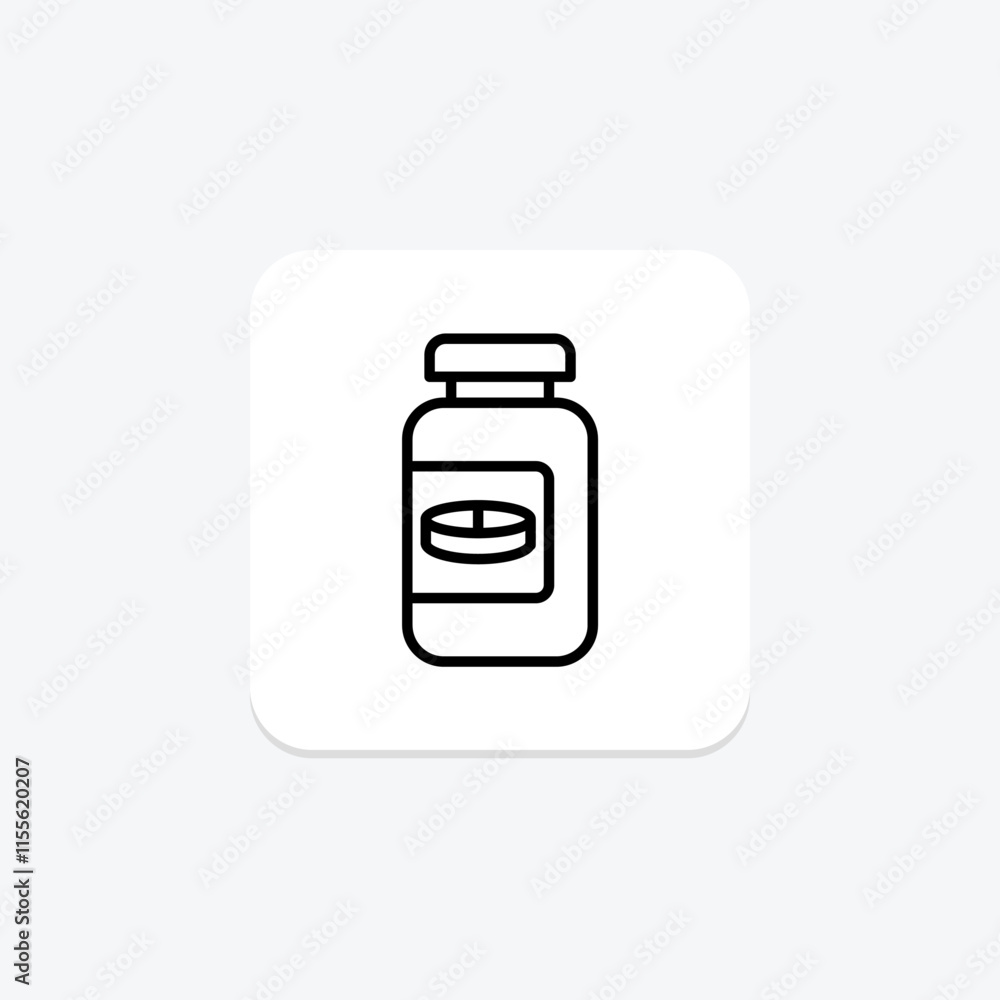 Pill Bottle line icon , vector, pixel perfect, illustrator file Pill Bottle line icon , vector, pixel perfect, illustrator file