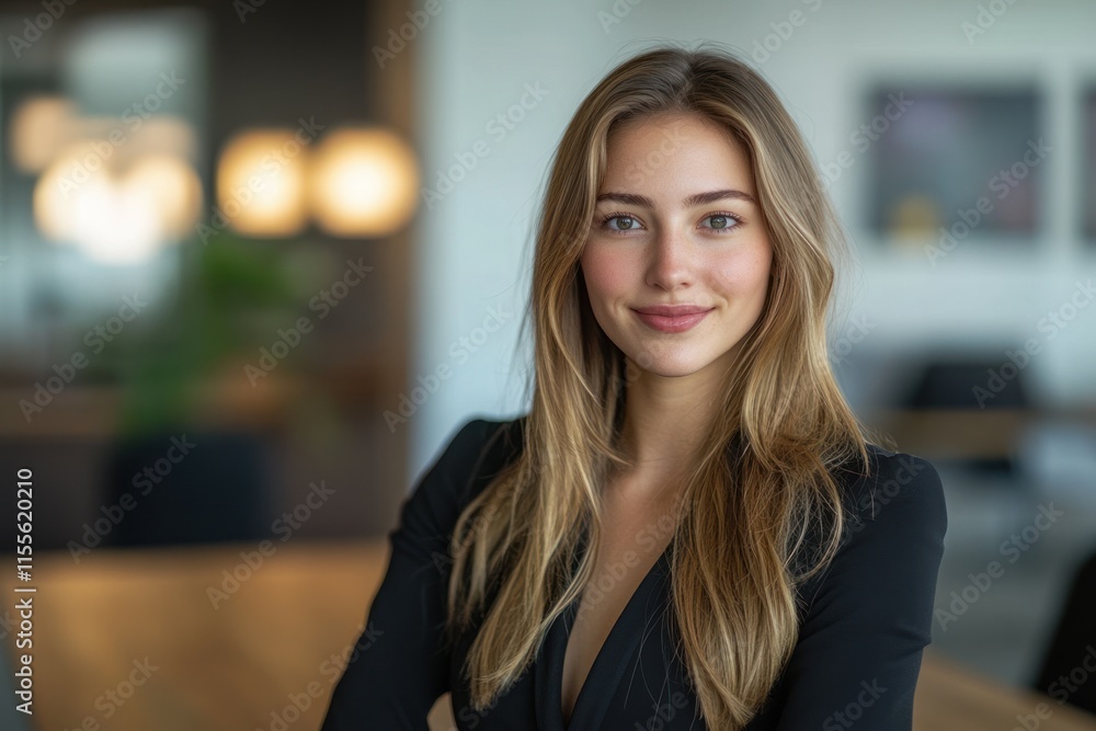 Portrait of a smiling young businesswoman in a modern office. Portrait of a smiling young businesswoman in a modern office.