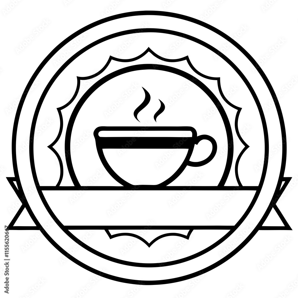 Coffee Shop Line Art Logo Vector Design Coffee Shop Line Art Logo Vector Design