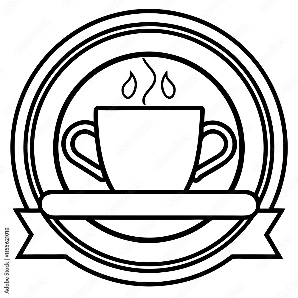 Coffee Shop Line Art Logo Vector Design Coffee Shop Line Art Logo Vector Design