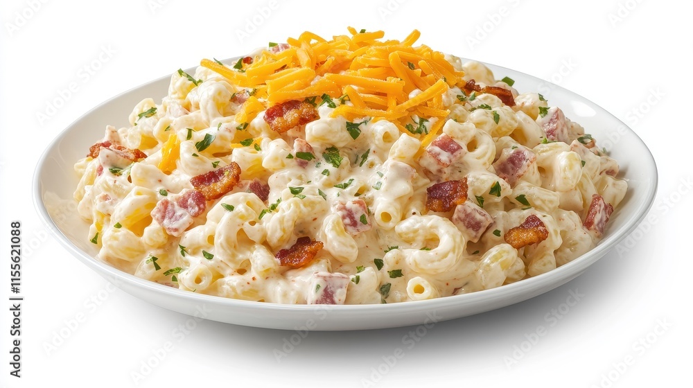 Creamy Macaroni Salad with Bacon and Cheddar Topping Creamy Macaroni Salad with Bacon and Cheddar Topping