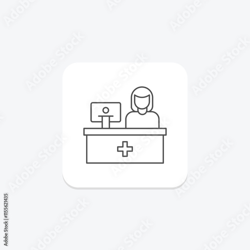Pharmacy Counter thinline icon , vector, pixel perfect, illustrator file