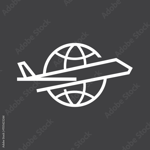 Globe and plane travel icon vector design