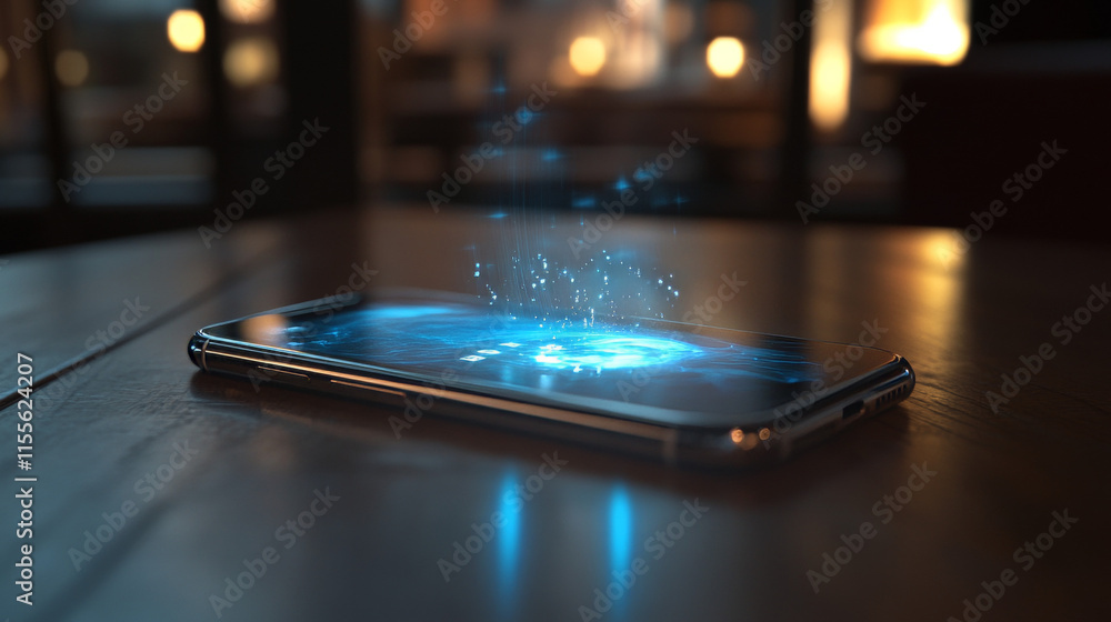 Hologram message. Phone in isometric view. A hologram message in the isometric. Banner message phone icon Hologram message. Phone in isometric view. A hologram message in the isometric. Banner message phone icon