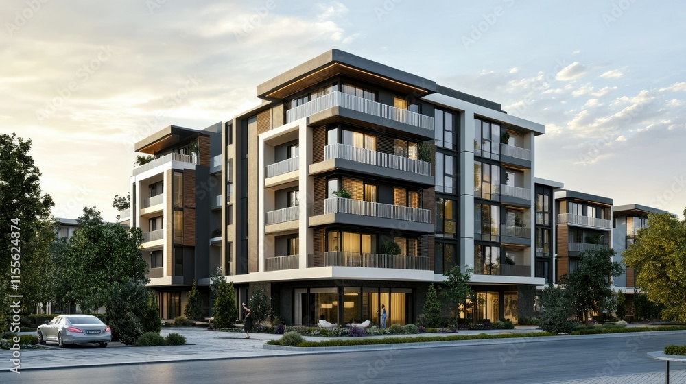 Obraz premium A residential building with modern air conditioners evenly distributed on the facade for optimal cooling.