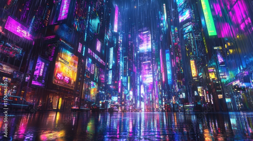 Neon Cityscape in the Rain Neon Cityscape in the Rain