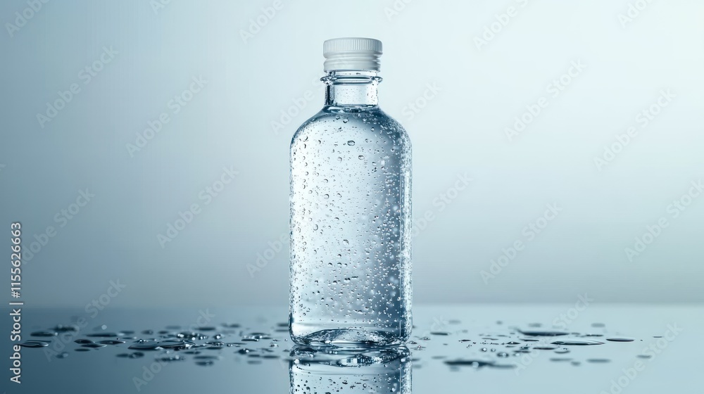 Refreshing Hydration: A Close-Up of a Condensation-Covered Water Bottle Refreshing Hydration: A Close-Up of a Condensation-Covered Water Bottle