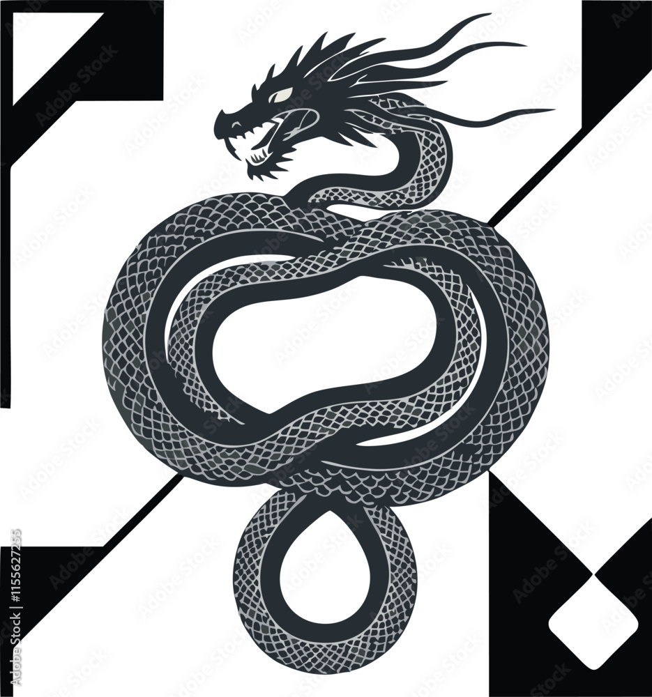 Obraz premium dragon snake mascot logo design concept