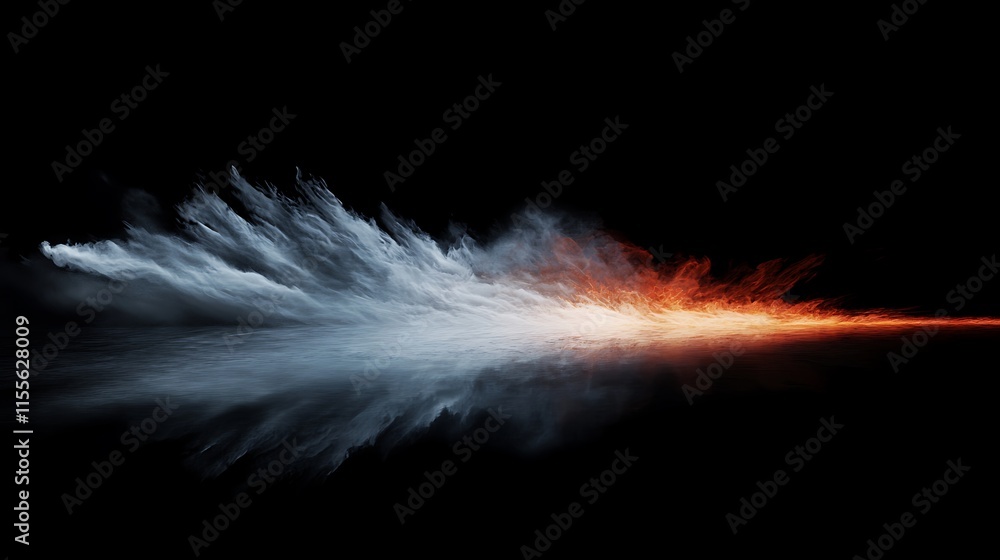 A fierce flame burst creating a dramatic and captivating focal point on a black backdrop A fierce flame burst creating a dramatic and captivating focal point on a black backdrop