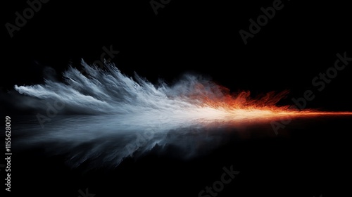 A fierce flame burst creating a dramatic and captivating focal point on a black backdrop