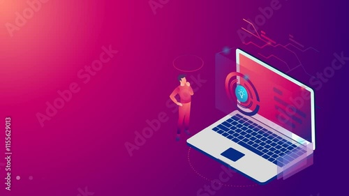 Innovative Technology and Laptop Interaction. modern illustration depicting a user engaging with advanced laptop technology and digital interfaces.