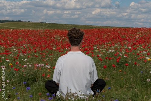 A serene nature-inspired setting where a hypnotist uses soothing words to relax a subject under the open sky photo