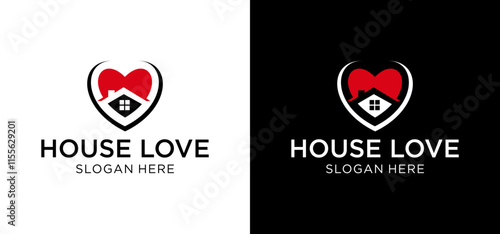 Vector illustration of the house living logo, love icon vector logo.