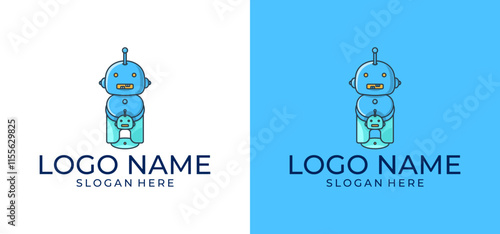 Design a unique, cute and futuristic robot mascot illustration.