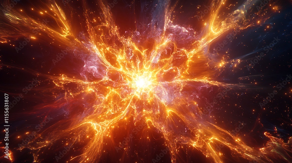 Fototapeta premium Intense fire bursts glowing with heat and energy in a dramatic display on black