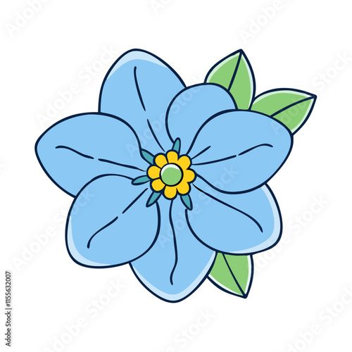 forget me not flower illustration, flower vector art, flower icon - Minimalistic flat illustration of forget me not flower flower, perfect for icons, logos, and floral-themed designs.

