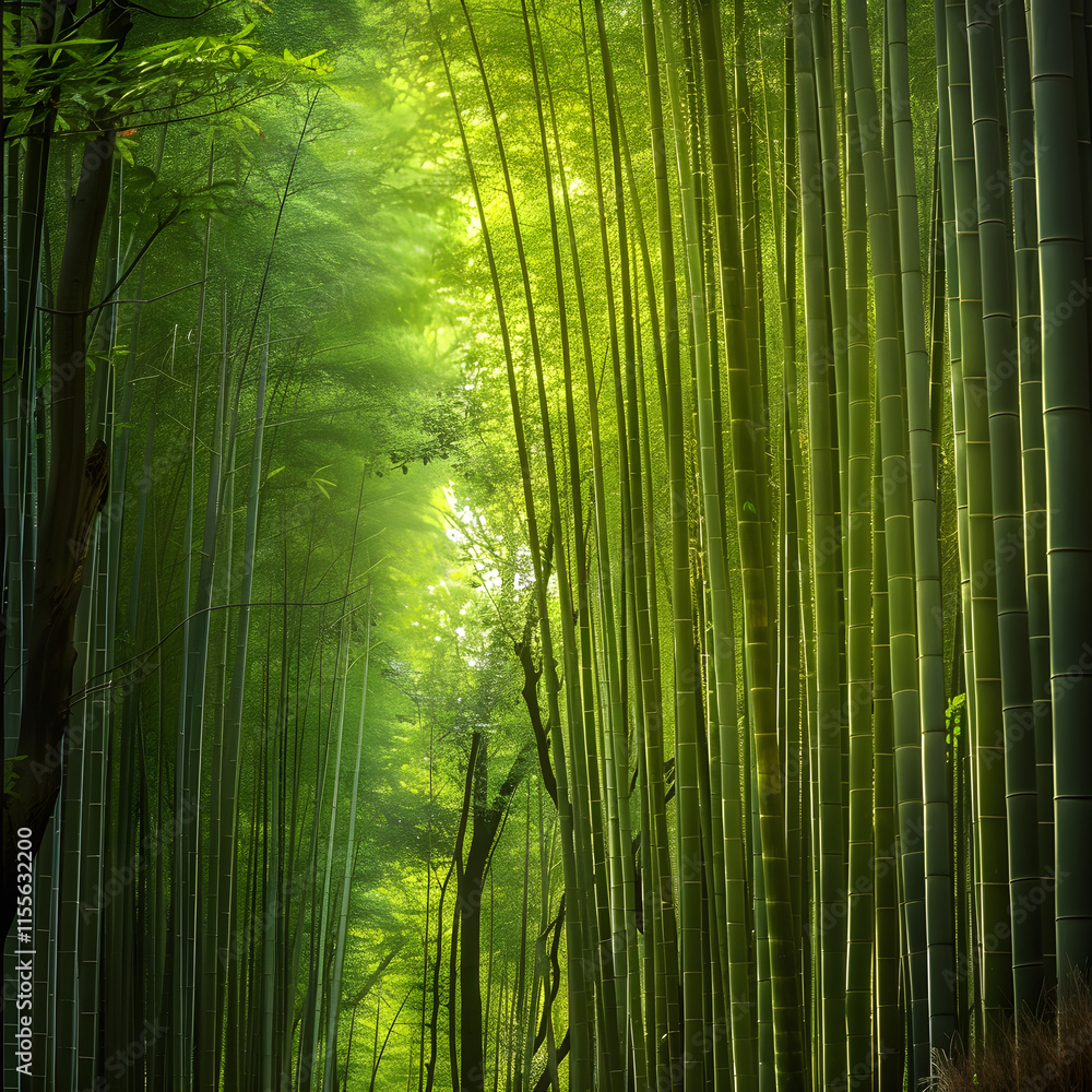 Emerald Enclave: A Meditative Walk Through a Bamboo Forest Bathed in Sunlight Emerald Enclave: A Meditative Walk Through a Bamboo Forest Bathed in Sunlight