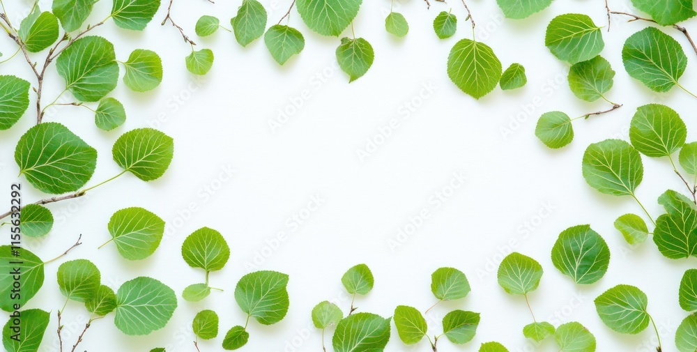 Frame of fresh green leaves on white background. Frame of fresh green leaves on white background.
