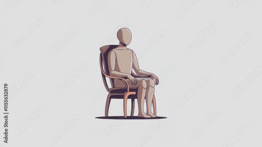 Fototapeta premium Minimalist 3D Character Sitting on a Chair