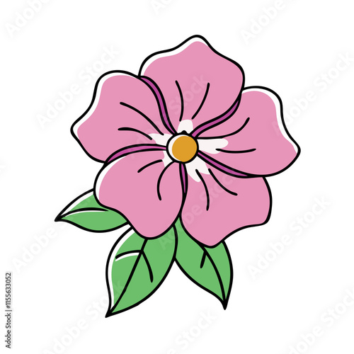 impatiens flower illustration, flower vector art, flower icon - Minimalistic flat illustration of impatiens flower flower, perfect for icons, logos, and floral-themed designs.

