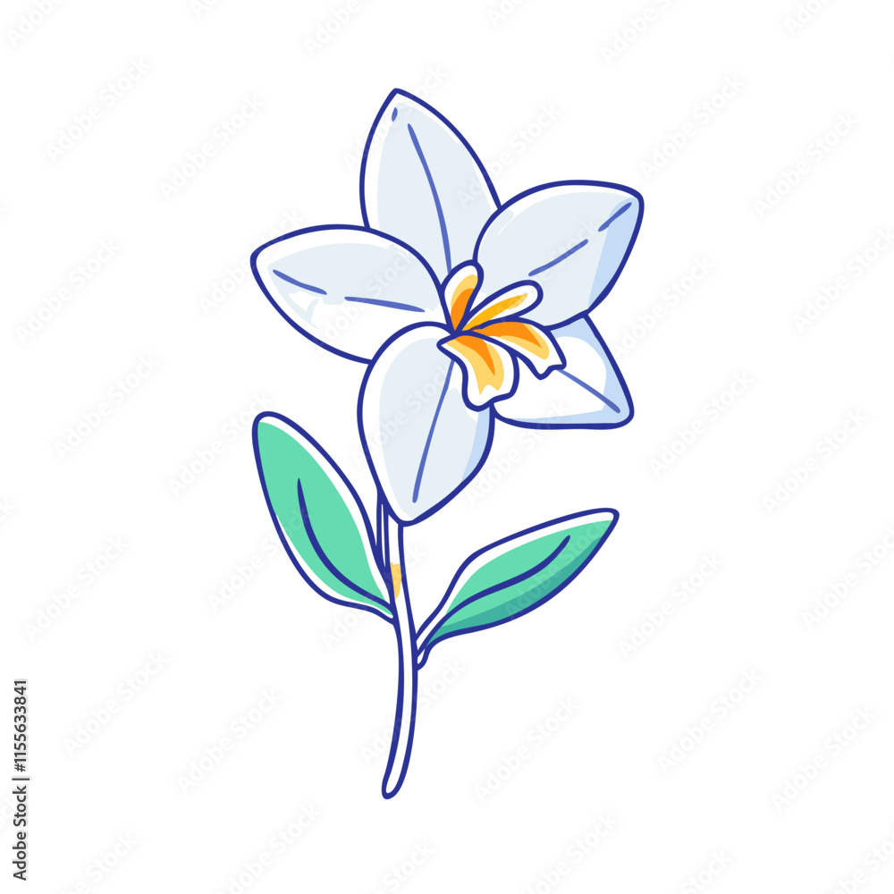 Naklejka premium orchid flower illustration, flower vector art, flower icon - Minimalistic flat illustration of orchid flower flower, perfect for icons, logos, and floral-themed designs.